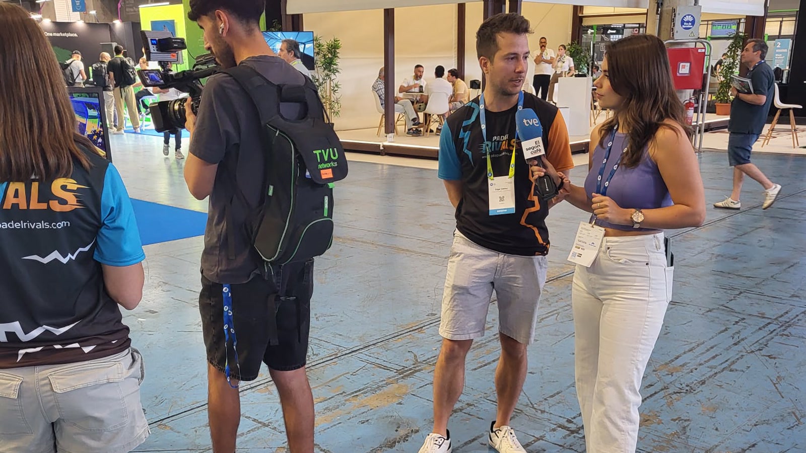A TVE journalist interviewing me about Padel Rivals at Padel World Summit 2026