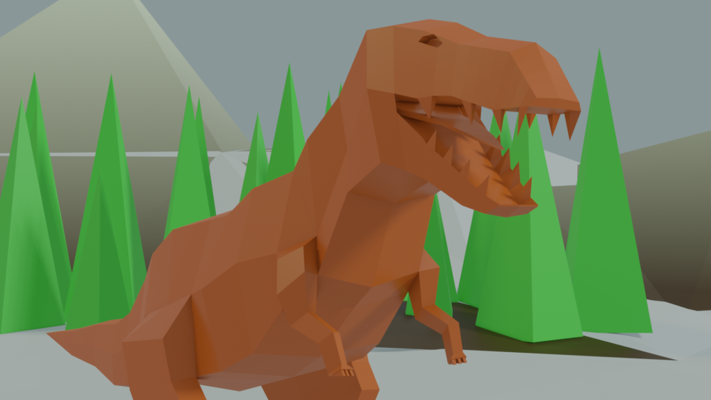 Low poly dinosaur face